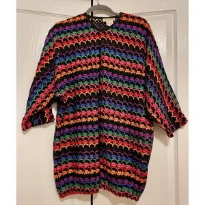 Oscar De La Renta Sweater Womens S Knit Cover Up Vintage Cardigan Multicolor USA